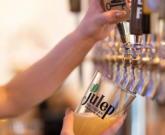 pouring draft beer at Julep's